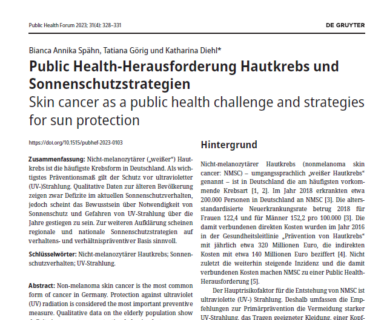 Zum Artikel "Beitrag zu Hautkrebs als Public Health-Herausforderung erschienen"
